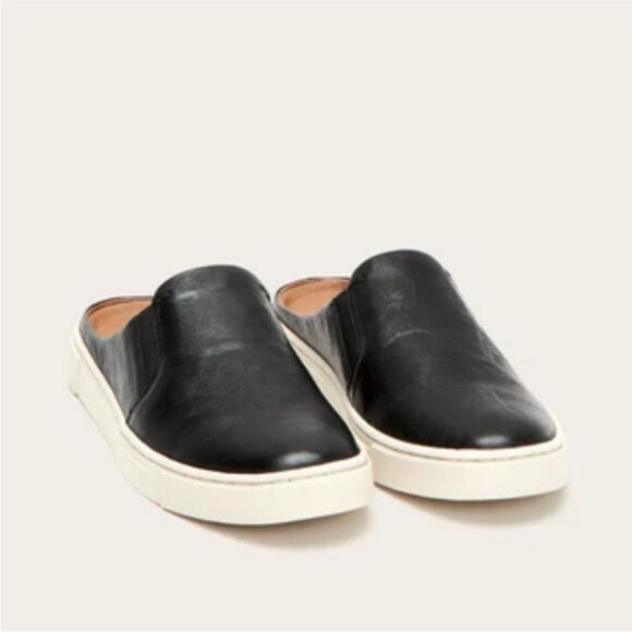 Frye Ivy Black Leather Slip On Mule Sneaker - Picture 1 of 8